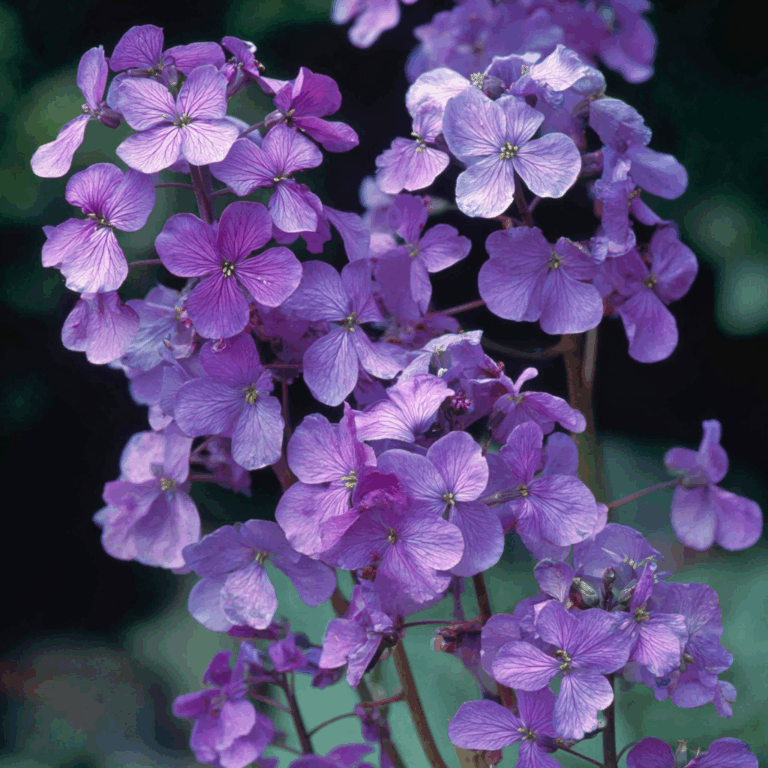 Money Plant (Lunaria) flowers growing in a garden